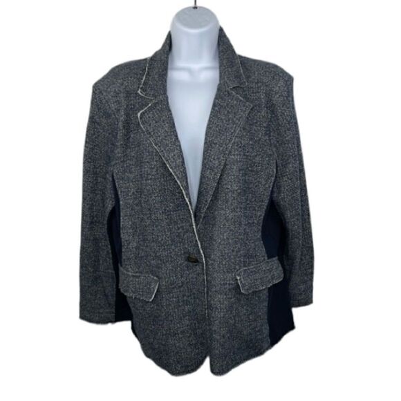 Tommy Hilfiger Soft Fabric Mix Media Cotton Mix Blazer raw hem size Large - Picture 1 of 14